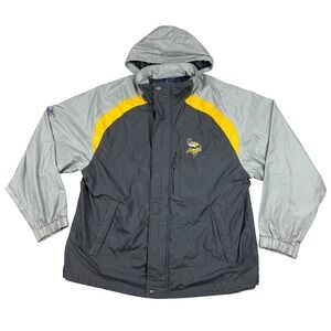 Minnesota Vikings Reebok NFL Jacket Gray Mens Size XL Hooded‎ Outer Shell EUC